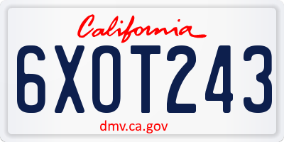 CA license plate 6XOT243