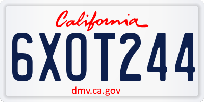 CA license plate 6XOT244