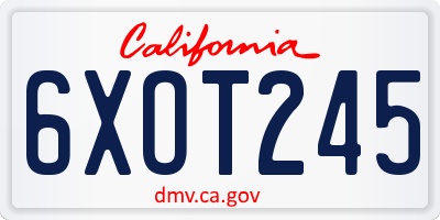 CA license plate 6XOT245