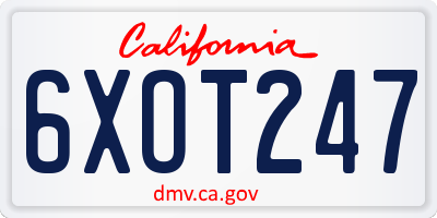 CA license plate 6XOT247