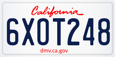 CA license plate 6XOT248