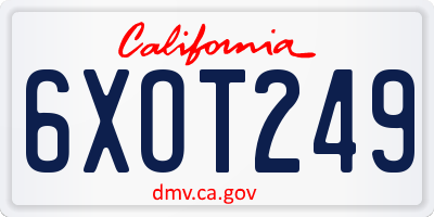 CA license plate 6XOT249
