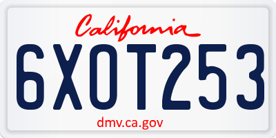 CA license plate 6XOT253