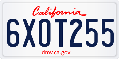 CA license plate 6XOT255