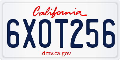 CA license plate 6XOT256