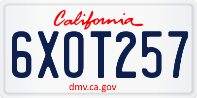 CA license plate 6XOT257