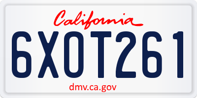 CA license plate 6XOT261