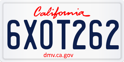 CA license plate 6XOT262