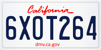 CA license plate 6XOT264