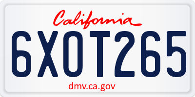 CA license plate 6XOT265
