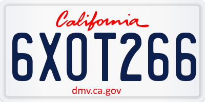 CA license plate 6XOT266