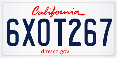 CA license plate 6XOT267