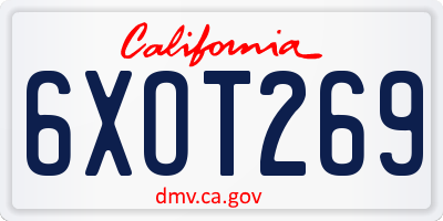 CA license plate 6XOT269