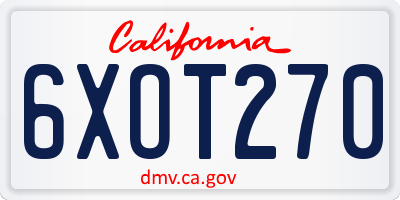 CA license plate 6XOT270