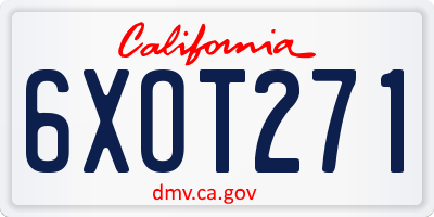 CA license plate 6XOT271
