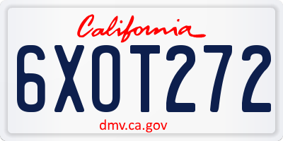 CA license plate 6XOT272
