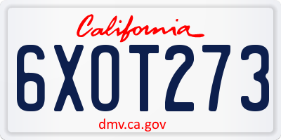 CA license plate 6XOT273