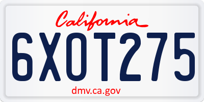 CA license plate 6XOT275