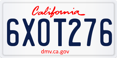 CA license plate 6XOT276
