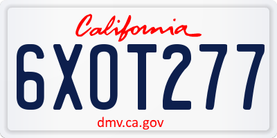 CA license plate 6XOT277