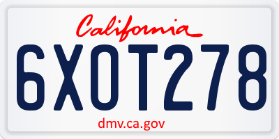 CA license plate 6XOT278