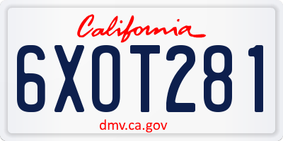 CA license plate 6XOT281