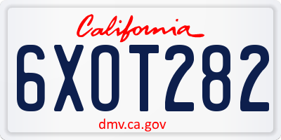 CA license plate 6XOT282