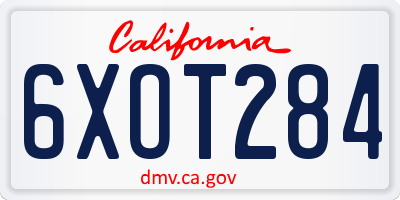 CA license plate 6XOT284