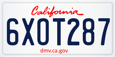 CA license plate 6XOT287