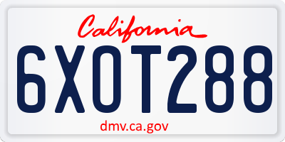 CA license plate 6XOT288