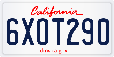 CA license plate 6XOT290