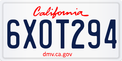 CA license plate 6XOT294