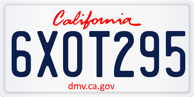 CA license plate 6XOT295