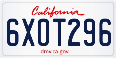 CA license plate 6XOT296