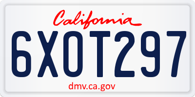 CA license plate 6XOT297
