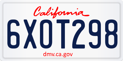 CA license plate 6XOT298