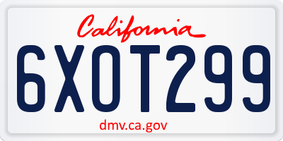 CA license plate 6XOT299