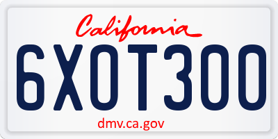 CA license plate 6XOT300
