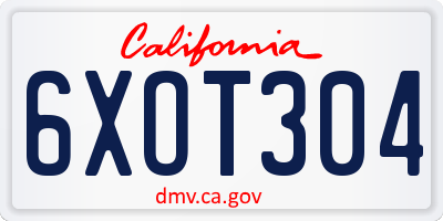 CA license plate 6XOT304