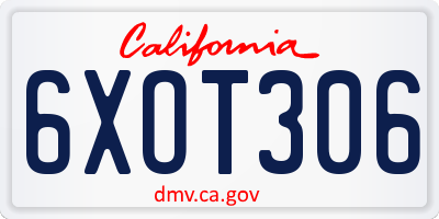 CA license plate 6XOT306