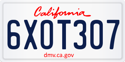 CA license plate 6XOT307