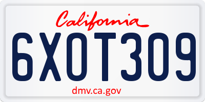 CA license plate 6XOT309