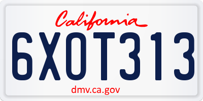 CA license plate 6XOT313