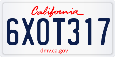 CA license plate 6XOT317