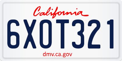 CA license plate 6XOT321