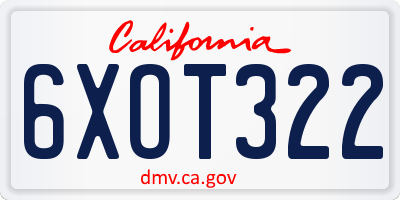 CA license plate 6XOT322