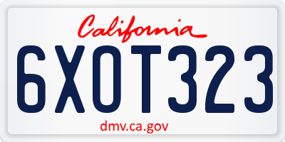 CA license plate 6XOT323