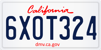 CA license plate 6XOT324