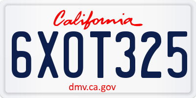 CA license plate 6XOT325