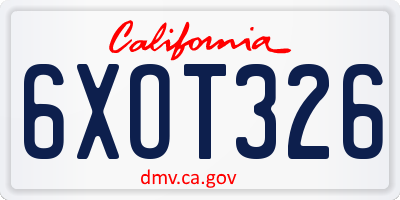 CA license plate 6XOT326
